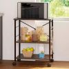 Industrial 3-Shelf Metal Wood Rustic Brown Baker's Rack/Microwave Cart