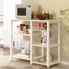 Beige Stainless Steel Kitchen Bakers Rack/Utility Table with Wood Cutting Board
